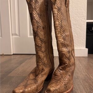 Tony Lama Tan Leather Cowboy Boots Interior Stamp Detail